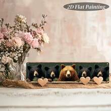 2D Flat Design, 1 Piece Of Vintage American Black Bear Metal Wall Decor, Featuring Pine Cone And Autumn Leaf Elements-Rural Farmhouse Style Decoration, 16inchx4inch Flat Bear Plaque, Suitable Home, Cafe, Office, Garage-Pre-Drilled Holes Easy Installation, 2D Flat Shape - 1 cái - Xem 7