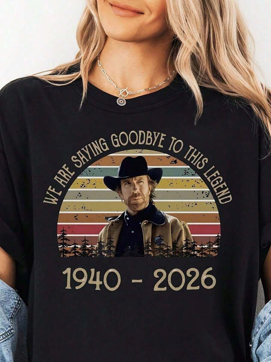 Camisetas para hombre y mujer, camiseta Chuck Legend , sudadera gráfica Western Tribute 1940 - 2026, ideal para atuendos casuales y jardinería, diseño en blanco y negro, cuello redondo para hombre y mujer, perfecta como regalo de cumpleaños, ropa de mujer, blusas para mujer, tops para mujer, camisetas para mujer. Tela ligera y transpirable, conjuntos casuales para mujer, ropa para climas cálidos, diseño divertido, ideal para jugar al aire libre. - Multicolor - Ver 1