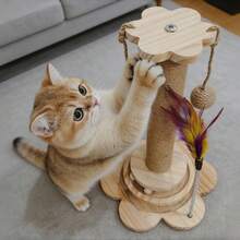 1件套坚固耐抓猫抓柱和逗猫棒玩具，28厘米大尺寸稳定底座，耐用剑麻绳，非常适合猫咪日常玩耍和磨爪。 - 46.5*28 - 查看 9