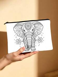 Bohemian Mandala Animal DIY Coloring Cosmetic Bag, Black & White Line Art Toiletry Pouch, Customizable Color-Your-Own Makeup Organizer, Travel Essentials, Perfect Gift For Craft Lovers - Multicolor - View 8
