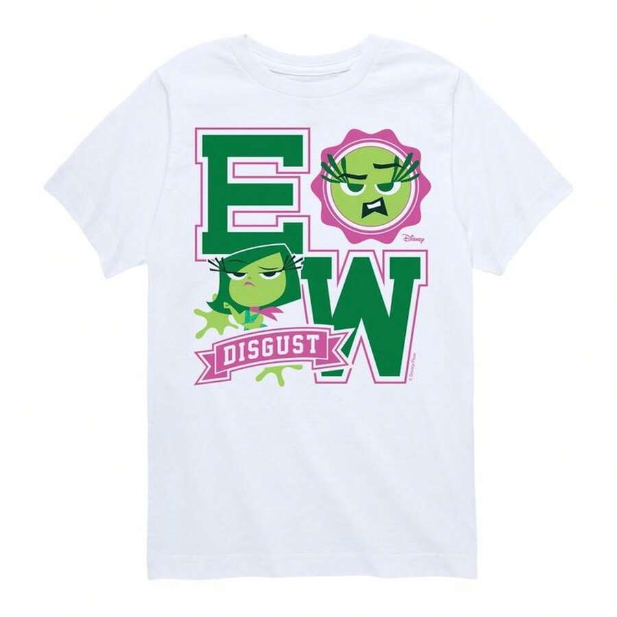 "Disgust Ew Collegiate" Graphic Crop Top For Kids, Large Size, White. 220g Cotton Essential Unisex T-Shirt, 220g Of Unique Softness. Designed To Fit Everyone, Men And Women Alike. Durable, High-Quality Fabric, Ready For Any Cut, Delicate To The Touch But Built To Last. Lightweight Tops For Women, Fall Outfits, Vacation Wear, New Year's Costumes For Her. - 白色 - 查看 1