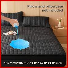 1Pc Waterproof Mattress Protector, Mattress Cover, Suitable For Bedroom/Guest Room/Hotel, Soft, Skin-Friendly, Breathable And Waterproof, Suitable For Machine Wash/Hand Wash, Does Not Include Pillow And Pillow Core - Black - View 9