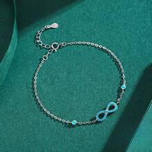 Romantic Infinite Love Bracelet 925 Sterling Silver Vintage Natural Turquoise Chain Bracelets For Women Wedding Jewelry - Turquoise Bracelet - View 5