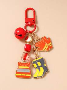 1pc Fire Cone Keychain, Ambulance & Firefighter Equipment Keyring, Bag Pendant - Multicolor - View 9