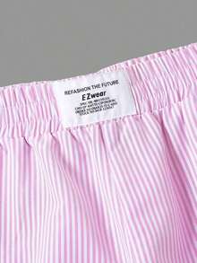 2 piezas/Set Pantalones casuales sueltos de rayas de colores pastel de verano para mujer, pantalones anchos, pantalones de pierna ancha con cordón en la cintura, pantalones de pierna ancha a rayas, pantalones a rayas de verano, pantalones par - Multicolor 3 - Ver 6