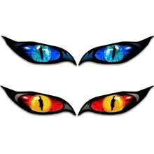 2-In-1 Two Pairs Of Different Color Demon Zombie Eye Stickers, Suitable For Car Rearview Mirror, Motorcycle Helmet Stickers - Durable Waterproof PVC Stickers | Perfect For Halloween Decoration, Halloween Night Gifts, Christmas Gifts - Demon Zombie Eye - View 1