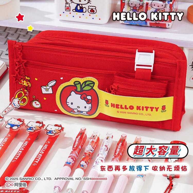 SANRIO Bộ 1 hộp đựng bút, ví đựng tiền xu, hộp đựng văn phòng phẩm đa năng hình mèo hoạt hình, dung tích lớn, phong cách Hàn Quốc. - Nhiều màu - Xem 3