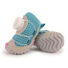 1Pair Cachorro Feliz Puppy Keep Dog Shoes, New Button Design Thin Breathable Mesh Booties, Soft Sole Non-Slip Anti-Drop Footwear For Small Dogs Teddy Pomeranian Bichon Frise, Spring Summer Indoor Outdoor Daily Walking - 藍色 - 查看 15
