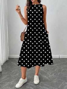 Vestido casual de mujer de longitud media con estampado, adecuado para primavera y verano - Multicolor 4 - Ver 5