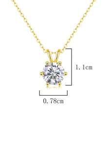 1 chiếc vòng cổ thời trang tối giản bằng bạc Sterling 925 1 carat Moissanite màu vàng, thích hợp cho phụ nữ đeo hàng ngày, tiệc tùng, ngày của mẹ, sinh nhật, đám cưới, quà tặng trang sức kỷ niệm - Vàng - Xem 3