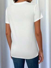 1 Piece Fashion Casual T-Shirt For Men And Women, Plus Size, Summer T-Shirt With Bee And Heart Print For Women, Cute Short Sleeve Round Neck T-Shirt, Versatile Graphic T-Shirt, Easy To Match, Suitable For Daily Wear, Urban Style, Holiday Wear, Weekend Wear. - 白色 - 查看 2