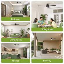 LYESS 42in Ceiling Fan With Light, Modern Flush Mount Ceiling Fan With Remote,6 Speed Fan For Bedroom, LED Dimmable Ceiling Fan For Living Room, Kitchen & Summer Room Decor, Black - US A Type Plug(110-127V) - View 11