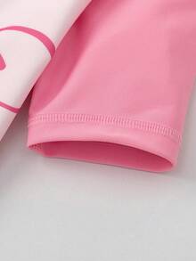 Balabala Young Girl' Two Pieces Swimwear Set, UV Protection Rash Guard & Swim Shorts, Chlorine Resistant Summer Bathing Suit - Pink - View 8
