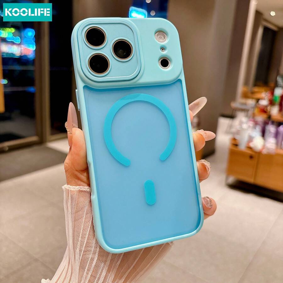 Koolife 1件装磨砂浅蓝色磁吸无线充电手机壳，PC+TPU全包防震保护套，内置镜头保护膜，防指纹亲肤磨砂表面，兼容苹果17/17pro/17promax/17Air/16/15/14/13/12/11