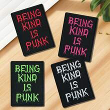 1pc "Be Kind Punk" Iron-On Patch, Embroidered Lettering Applique - Easy DIY Decoration For Clothes, Hats, Jackets, Backpacks And Other Accessories - C - View 2