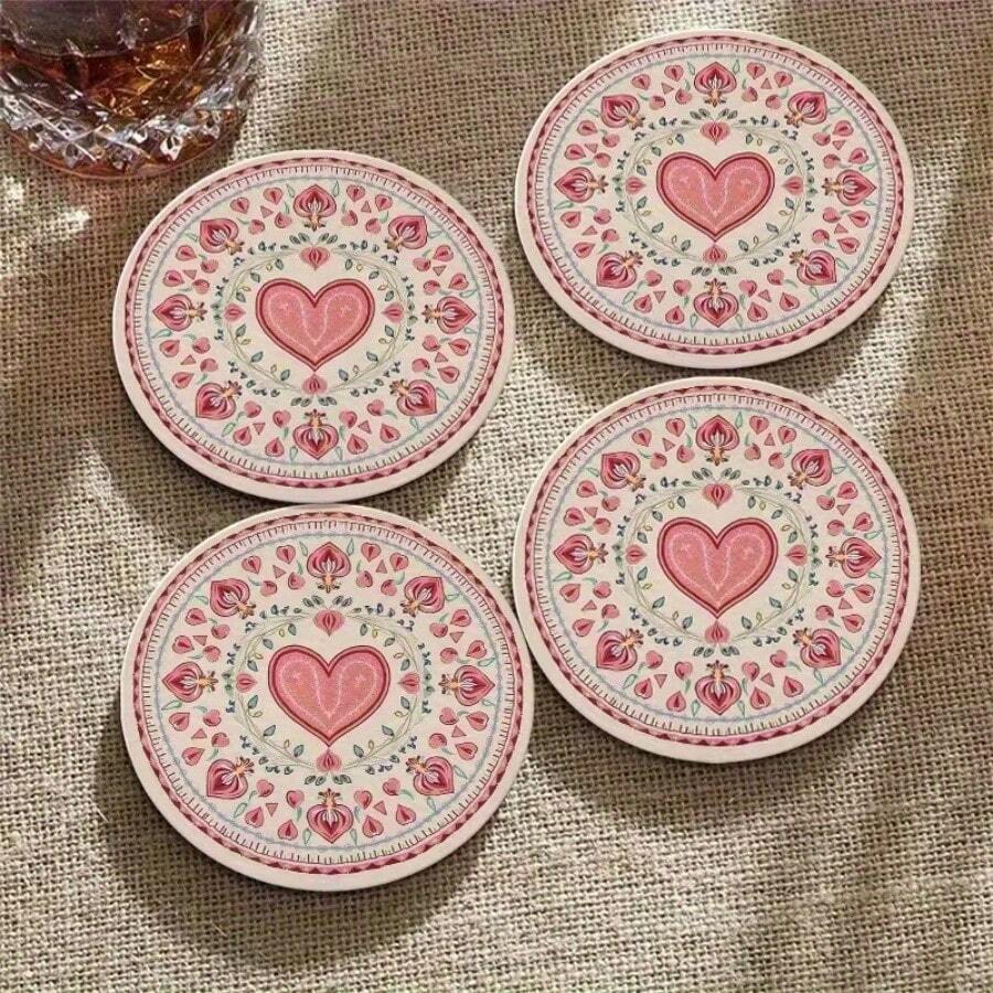 6 pièces Dessous de verre en bois peints à plat 2D, convient pour les rassemblements à la maison, les cafés, les bureaux, toutes les occasions, la décoration d'intérieur, les cadeaux de Noël - Multicolore - Voir 1