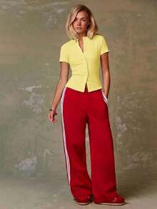 Cárdigan rojo casual para mujer - Amarillo claro - Ver 6