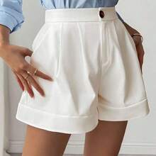 Women's Summer Casual Solid Color Loose Shorts - Blanco - Ver 4