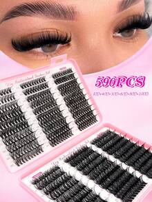 Rikuaild Large Capacity Eyelash Book 570/590 Pcs 10-18mm D-Curly Spikes Lashes DIY Eyelash Extensions, Manga+40D+60D+80D+100D+120D Individual Segmented False Eyelashes, Ultra Soft, Wedding Eyelash Clusters, Individual Eyelashes, Lashes, Fake Lashes - D - View 10