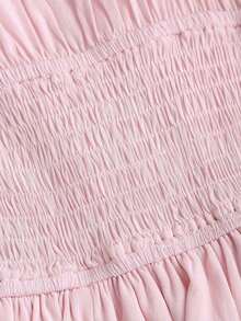 Vestido mini con espalda descubierta, estilo sexy y picante, de cuello halter, adecuado para citas, vacaciones y verano - Rosa - Ver 3