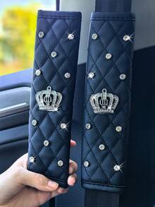 1件/2件装汽车安全带肩垫，皇冠水钻装饰舒适高级安全带套 - 皇冠 - 查看 8