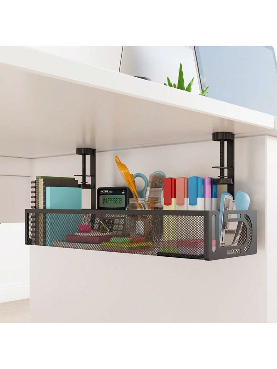 Cable Management Tray Clip-On Grid Power Strip Holder, Desk Accessory & Storage Solution - No Drilling Required!