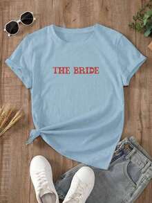 Women's Light Blue Summer Oversized T-Shirt With "Forever Awesome" Slogan And Pink Flowers. Loose-Fitting Round Neck T-Shirt With Printed Text And Floral Design, Fresh And Casual Style. - YH418-藍色 - 查看 2