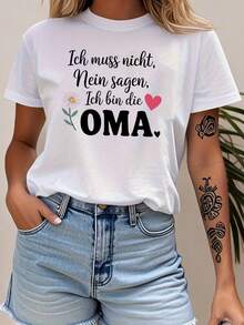 Camiseta de identidad familiar alemana, casual para mujer con cuello redondo, para reuniones familiares, temporada de atuendo para personas mayores - Negro - Ver 2