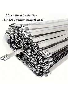 20pcs 10-Inch Stainless Steel Cable Ties | Rust-Resistant Durable Cable Ties Suitable For Automotive, Machinery, Outdoor - Multicolor - View 9