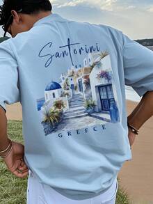 Coastal Men's Casual Lightweight Short Sleeve T-Shirt, Breathable & Comfortable, Suitable For Summer, Leading Fashion - Baby Blue - View 1