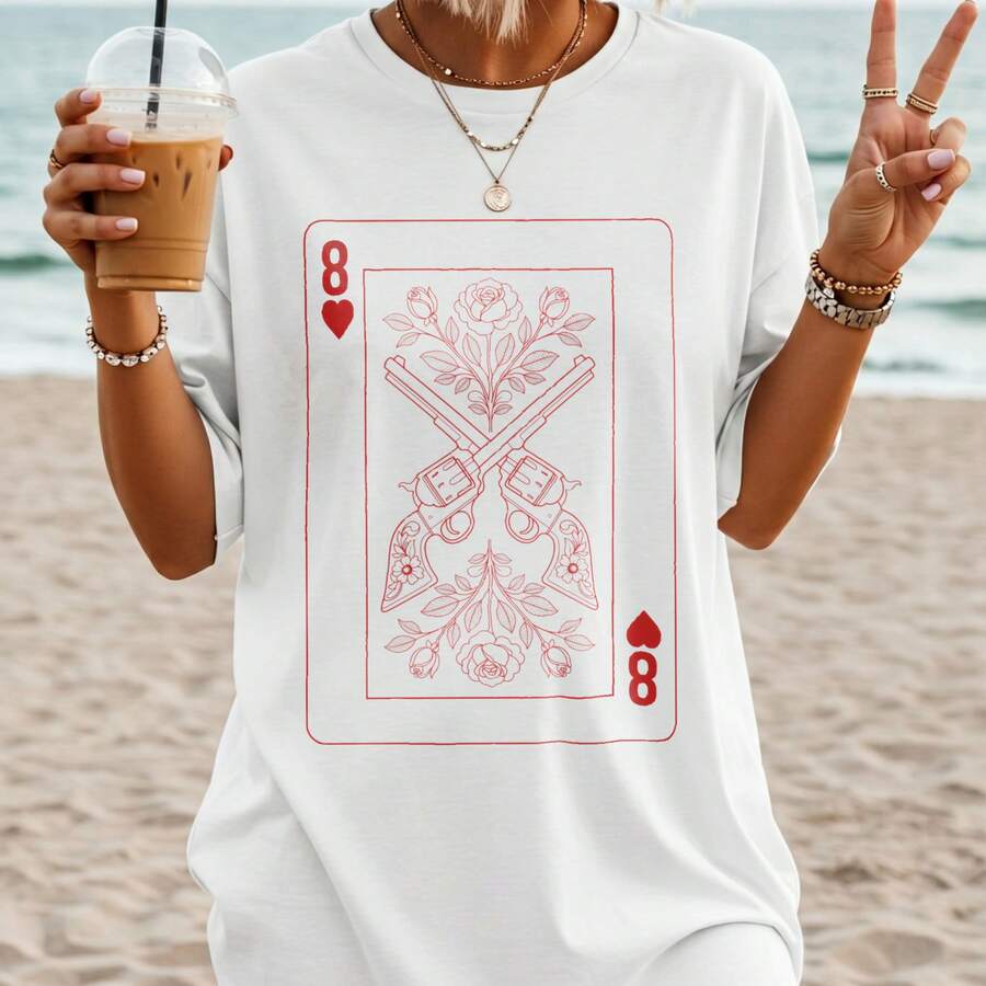 1 Pieza 180g Camisetas Para Mujer, Camiseta Hombre.Camiseta informal de algodón con cuello redondo.Camiseta deportiva para mujer.Diseñadas por artistas de la generación Y2K al estilo Bababask, confeccionadas en algodón 100% puro.Diseño de patrón de dibujos animados creativos, cómoda manga corta - Blanco 6 - Ver 1