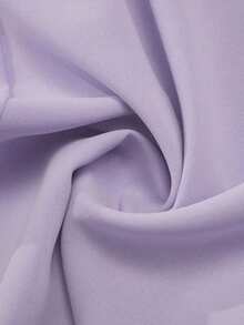 Conjunto informal de mujer con blusa de cuello en V plisada y pantalones de pierna ancha de unicolor - Morado - Ver 7