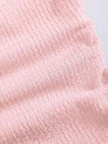Vestido mini de punto sin tirantes de unicolor minimalista para mujer, vestido de pastel de múltiples capas - Rosa Pálido - Ver 7