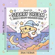Kawaii 著色書－高品質星空夢幻主題，附鮮豔插圖，不透光超感紙，騎縫裝訂，適合紓壓放鬆，青少年、成人與長輩的完美禮物－精緻圖案趣味活動 - 彩色 - 查看 2