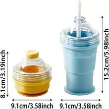 Portable Foldable Ice Ball Cup, Reusable With Straw, Lightweight Heat-Resistant Easy-Clean Collapsible Beverage Cup, Suitable For Travel, Camping, Office Use - Multicolor - View 6