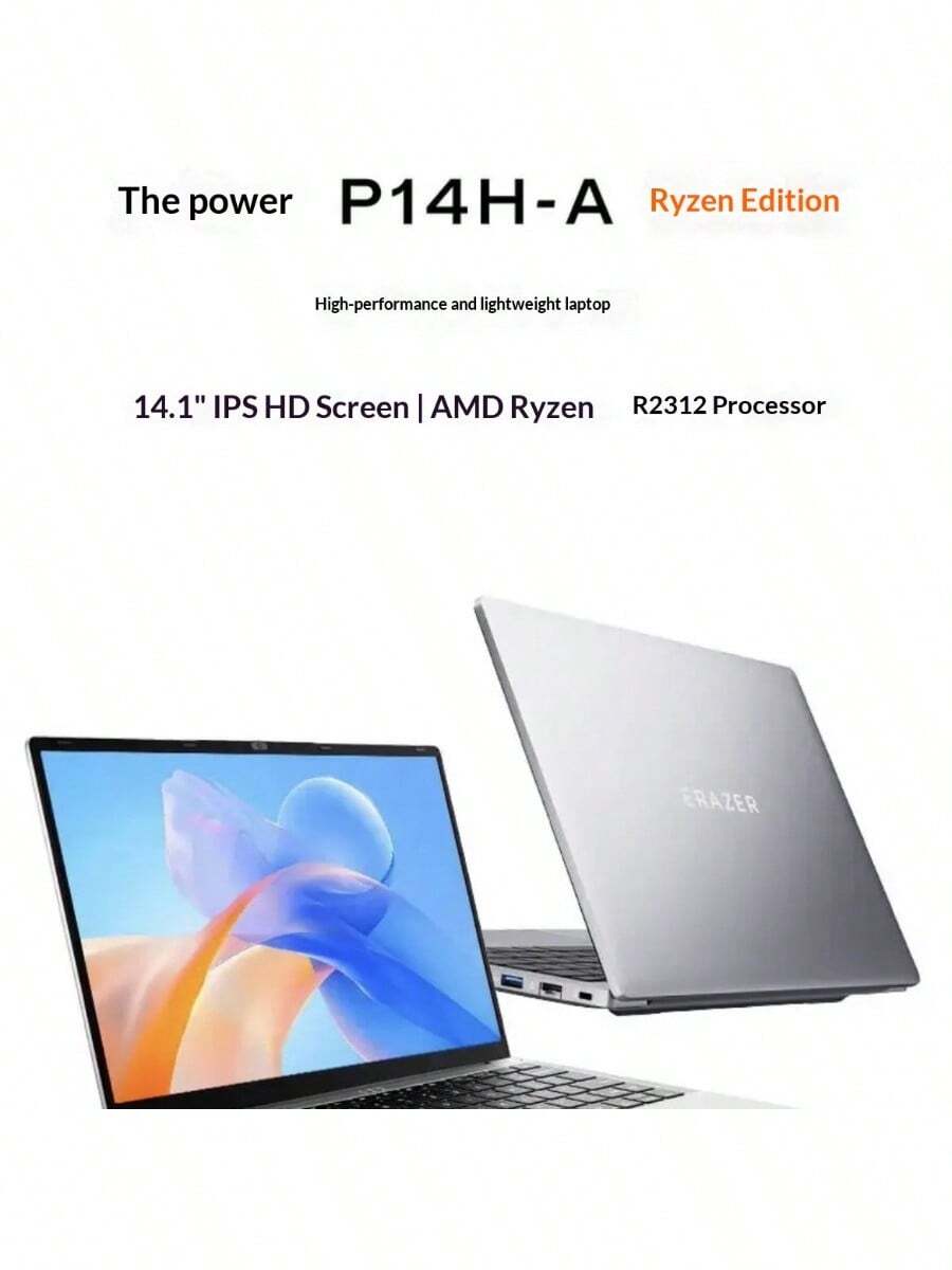 Lenovo 联想 Erazer P14H-A Ryzen 2312 8G+512GB 14.1 英寸 FHD 超极本商务办公学习笔记本电脑,预装 Win11 系统 - 銀色 - 查看 1