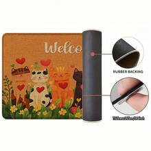 1pc Cat Pattern Printed Linen Kitchen Rug, Doormat, Bath Mat, Hallway Mat, 3D Printed Rectangle Carpet For Living Room, Bedroom, Corridor, Bathroom, Laundry Room - Polyester Rug For Indoor And Outdoor Home Decor - Multicolor - View 9