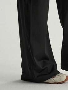 High Waist Soft Wide Leg Pants, Flattering, Non-Sheer, Yoga & Casual Wear For Summer - Black - View 9