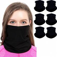 6Pcs Classic Solid Seamless Headband, Neck Gaiter, Face Covering, Outdoor Face Wrap, Neck Warmer, Bandana, Balaclava, Ski Face Mask, Lightweight And Breathable, Suit Running, Hiking, Yoga, Cycling, ATV. - Multicolor - View 5