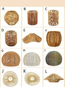 Handmade Woven Rattan Pendant Lamp Shade, Vintage Ceiling Decor Accessory, No Power Or Battery Required, Suitable For Other Party Gifts/Other Kitchen Tool Lamp Shades/Room Decor - Semicircle - View 11