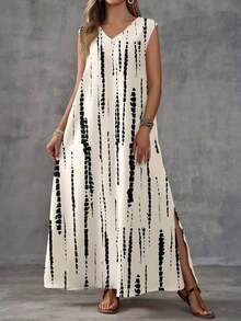 Vestido sin mangas con estampado geométrico para mujer - Multicolor 6 - Ver 4