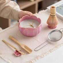 1 pieza/Set de 5 piezas Juego de té Matcha con pétalos de flores, incluye tazón de Matcha, batidor de Matcha, taza de Matcha, varilla de mezcla, cuchara de té, juego de tazones de té, herramientas de preparación de Matcha, herramientas para hacer postres y bebidas, caja de regalo con estilo japonés, juego de batidor de Matcha, regalo para amantes del Matcha - Multicolor - Ver 5