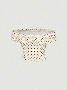 Blusa elegante de mujer con lunares y malla versátil, ideal para vacaciones de verano - Albaricoque - Ver 8