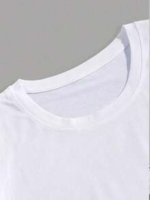 1 Piece Fashion Casual T-Shirt For Men And Women, Women's T-Shirt With Faith Letter Print And Pink Roses For Valentine's Day, 220g Pure Cotton Crew Neck Casual T-Shirt For Women (1 Piece). Versatile, Easy To Match, Suitable For Daily Wear, Urban Style, Vacation Wear, Weekend Wear. - 白色 - 查看 3