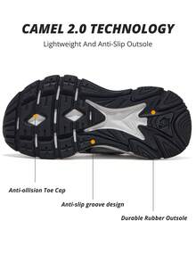 CAMEL CROWN Sepatu Sneakers Wanita, Anti Selip, Bernapas, Sneakers Bersol Tebal Bergaya Retro - Perak Putih Hitam - View 8