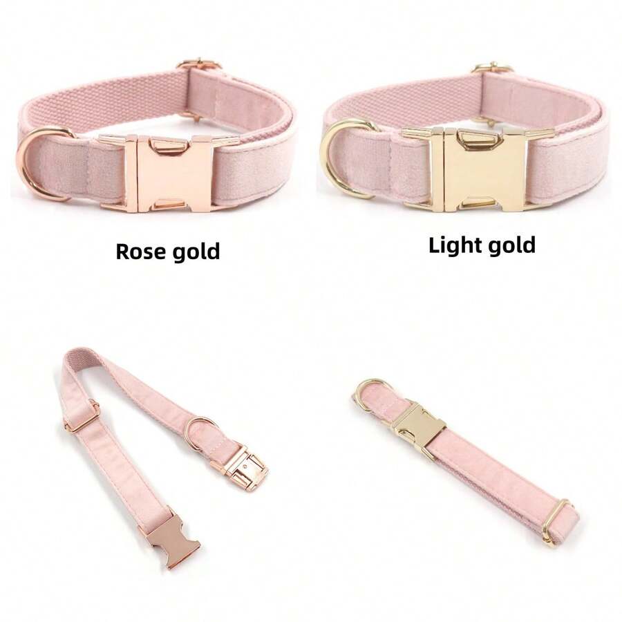 New INS Soft Velvet Zinc Alloy Buckle Pet Collar, Suitable For Large, Medium And Small Dogs, Sturdy Zinc Alloy Buckle, Easy To Tighten And Quick Release (Due To Fabric Batch Differences, Slight Color Variation, Random Delivery) - Multicolor - View 1