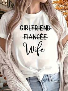 Camiseta de algodón con estampado de letras para mujer, suave, transpirable, de ajuste cómodo, cuello redondo, 220g - Estilo vintage urbano, unisex, holgada, de manga corta, 100% algodón puro. - Blanco - Ver 5