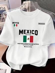 Camiseta de Mujer de Algodón Puro, Diseño Especial Copa Mundial - Fútbol de México - Camisetas de Imitación de Algodón para Mujer - Blanco - Ver 1