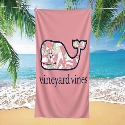 1 khăn tắm biển Vineyard Vines - Siêu mềm, nhanh khô, làm từ sợi microfiber với thiết kế màu hồng rực rỡ, lý tưởng cho du lịch, hồ bơi, cắm trại và bơi lội.