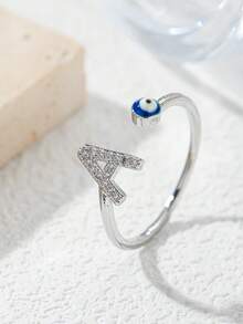Elegant & Delicate Silver Letter A-Z Rings, Luxury Gift For Girlfriend, Party, Adjustable - Silver - View 8